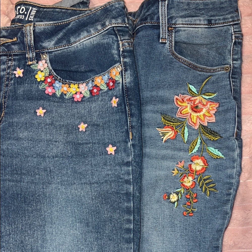 2 Pairs Floral Blue Jeans